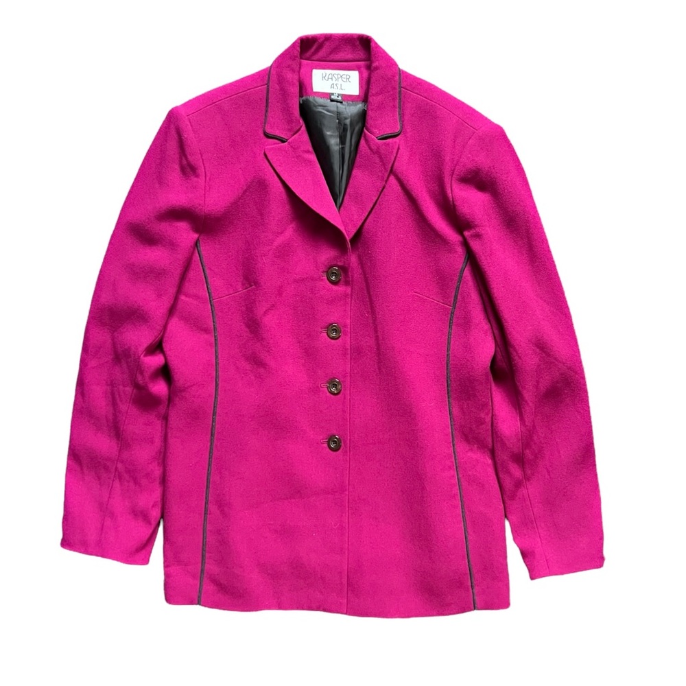 Kasper True VTG Plum Fuschia Button Up Beautiful Blazer Suit Work Jacket EUC 14